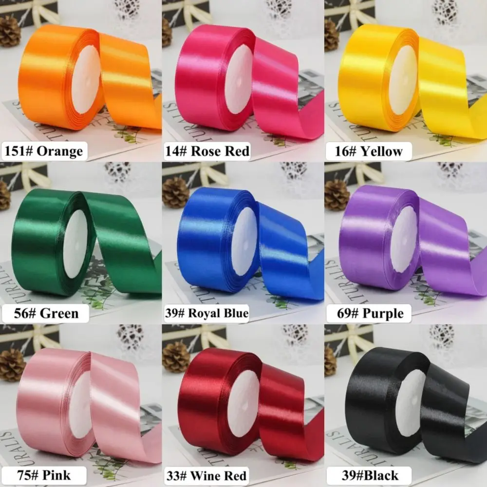 22Meters Dark Colors 4cm Shiny Silk Ribbons Polyester Solid Gift Wrapping Ribbons Crafts Bow Silk Satin Ribbons