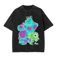 Monsters University Sulley & Mike Best Buds Men T Shirts Washed Awesome Tee Shirt Short Sleeve O Neck T-Shirt Cotton Tops
