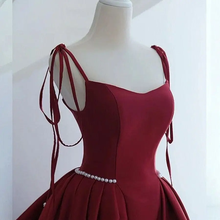 

Red Wedding Dr Chen Long Return Door Par Evening Gown Satin Strapl Ball Gown Formal Wear for Women Bride