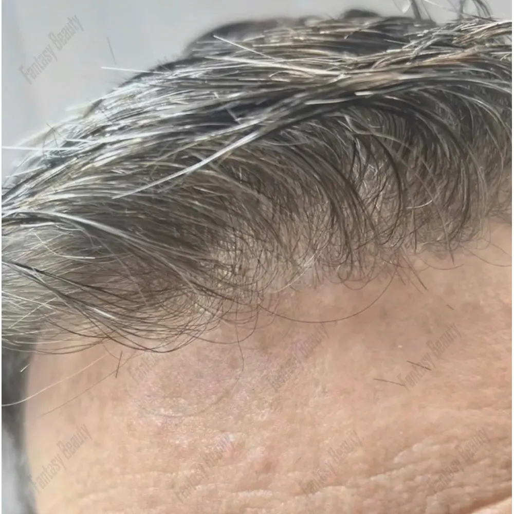 

Необнаружимая супер тонкая кожа Vloop 0,02 мм1B40 1B65Серый мужской парик из человеческих волос 80 ~ 90 Плотность Натуральная линия волос Сменный шиньон
