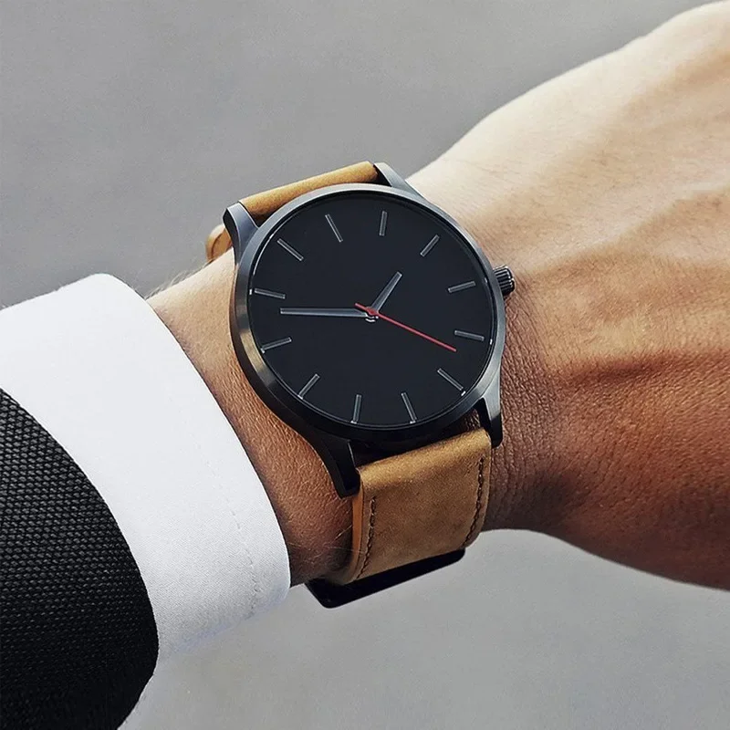 Reloj de pulsera de cuarzo analógico Simple para hombre, caja de Metal a la moda, relojes para hombre, cinturón de cuero, reloj informal de negocios para hombre, relojes Masculino