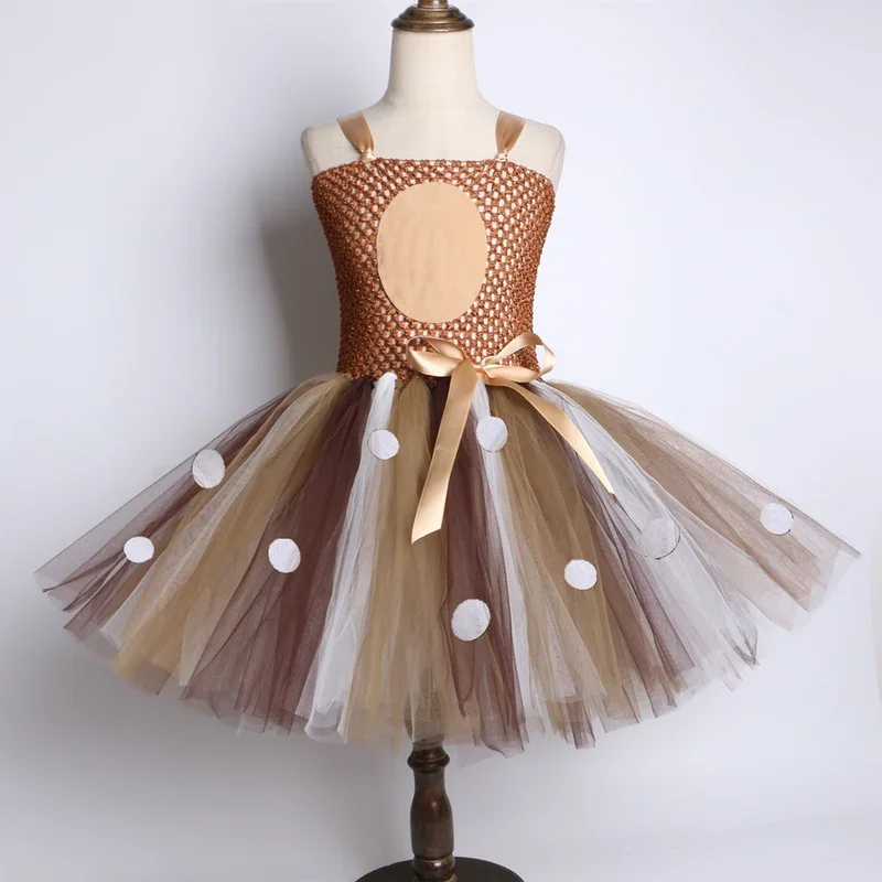 Disfraz de ciervo para niñas, vestido tutú de Navidad y Halloween, disfraz de Reno y alce, disfraz elegante, ropa de fiesta de cumpleaños para niñas 1 @ 0
