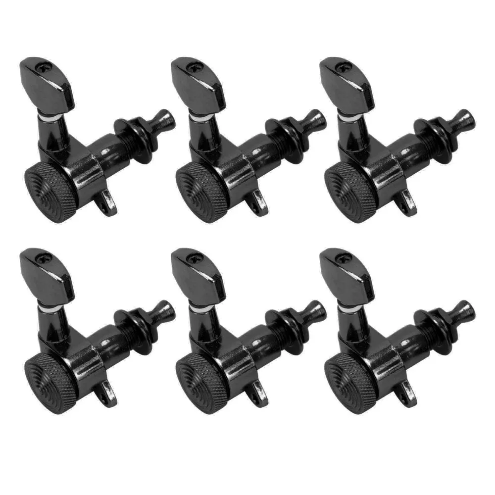 ​ Clavijas de Bloqueo para Guitarra Negras ​   Metal 6L/6R/3L3R ​ Clavijas de Afinación con Bloqueo ​ Bloqueo ​ Afinación Estable ​ ​ Clavijas de Afinación ​