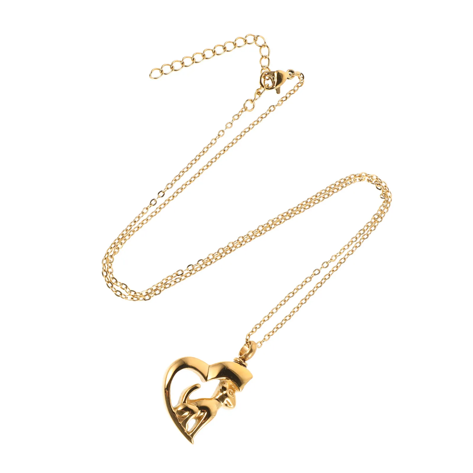 Pet Memorial Necklace for Ashes Titanium Steel Perfume Bottle Locket Keepsake Jewelry for Women Men Cremation Urn Heart Charm
