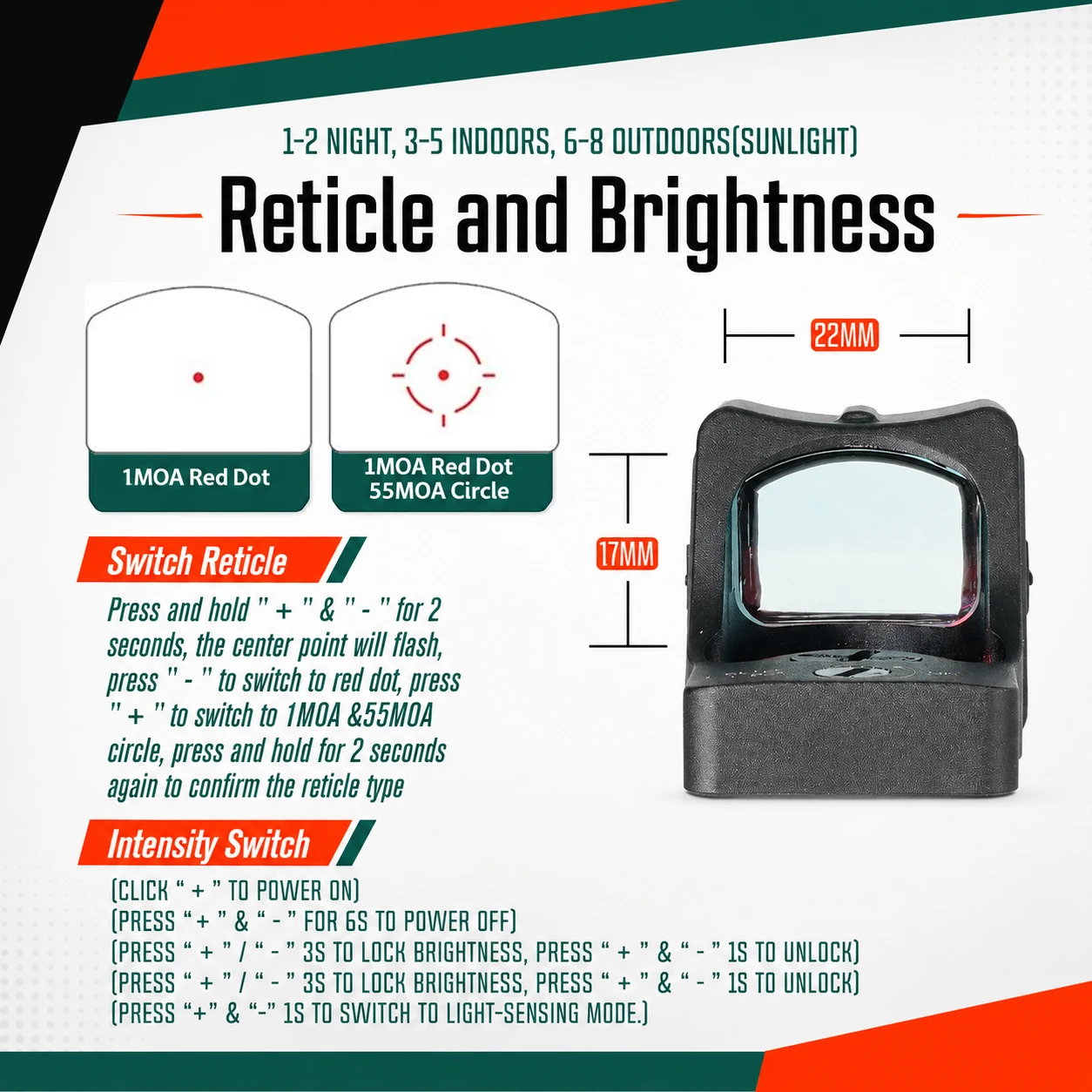 RMHD Red Dot Sight 1MOA/3MOA Dot Compact Reflex Sight CNC Machined 7075 Aluminum Housing Multi-layer Lens for Glock Waterproof - view 4