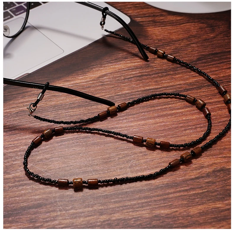 2022 neue Holz Perlen Gläser Kette für Frauen Mode Lanyard Acryl Maske Sonnenbrille Gurt Schnur Hängenden Hals Halten – Detail 1