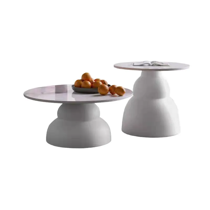 

Minimalist rock slab coffee table combination high and low size round coffee table living room household apartment small apartme