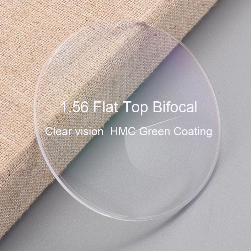 

Double Vision Clear Flat Top Bifocal HMC Green Coating Prescription Round Top Free Lens Cut 1.49 1.56 RX Optical Lenses