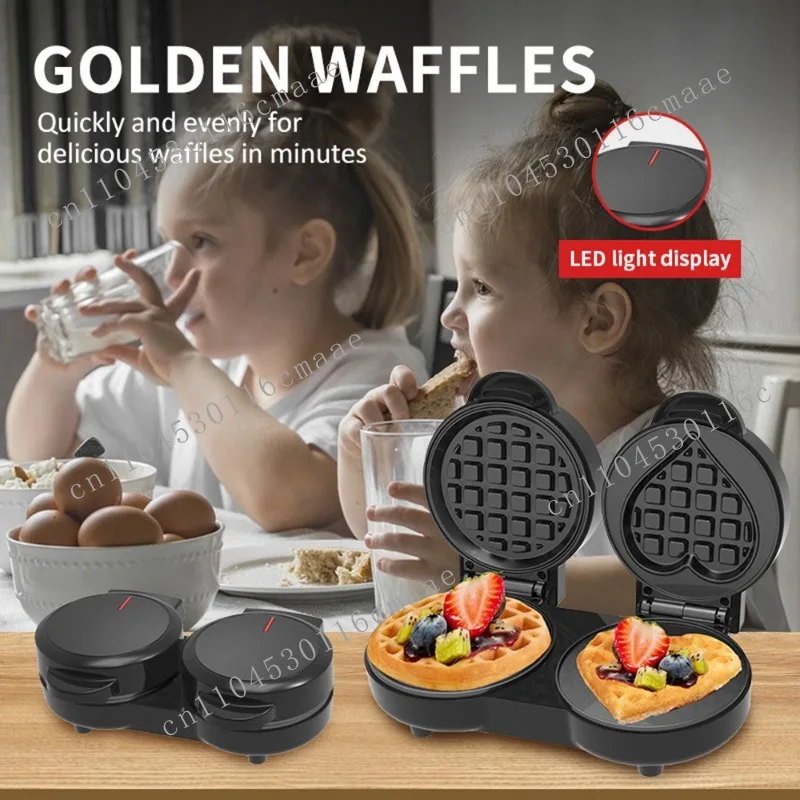 Double Plate Waffle Maker Multifunctional Round Heart Mini Sandwich Maker Baker