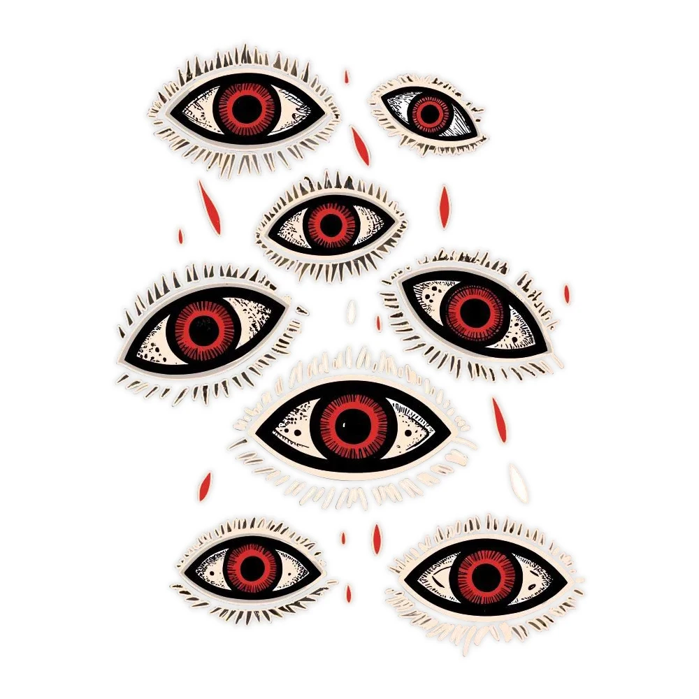 1PCS Iron Sticker for Clothing Red Eyes T-shirt Patch DIY Hoodie Jacket DTF Waterproof Heat Transfer Fashion