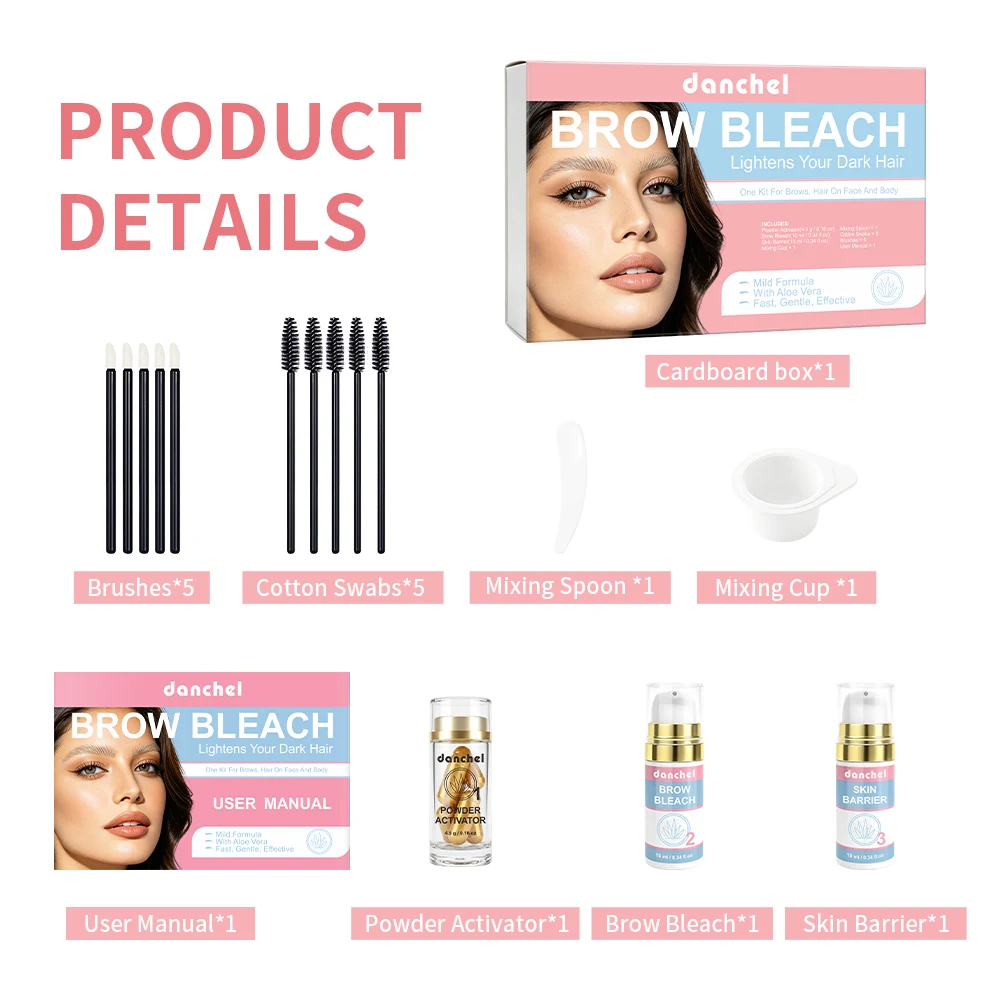 Eyebrow Bleach Use Eyebrows Facial Hair Whole Body Hair in Multiple Area Lighten Thick Dark Hair Salon-grade Care Eyebrow Bleach