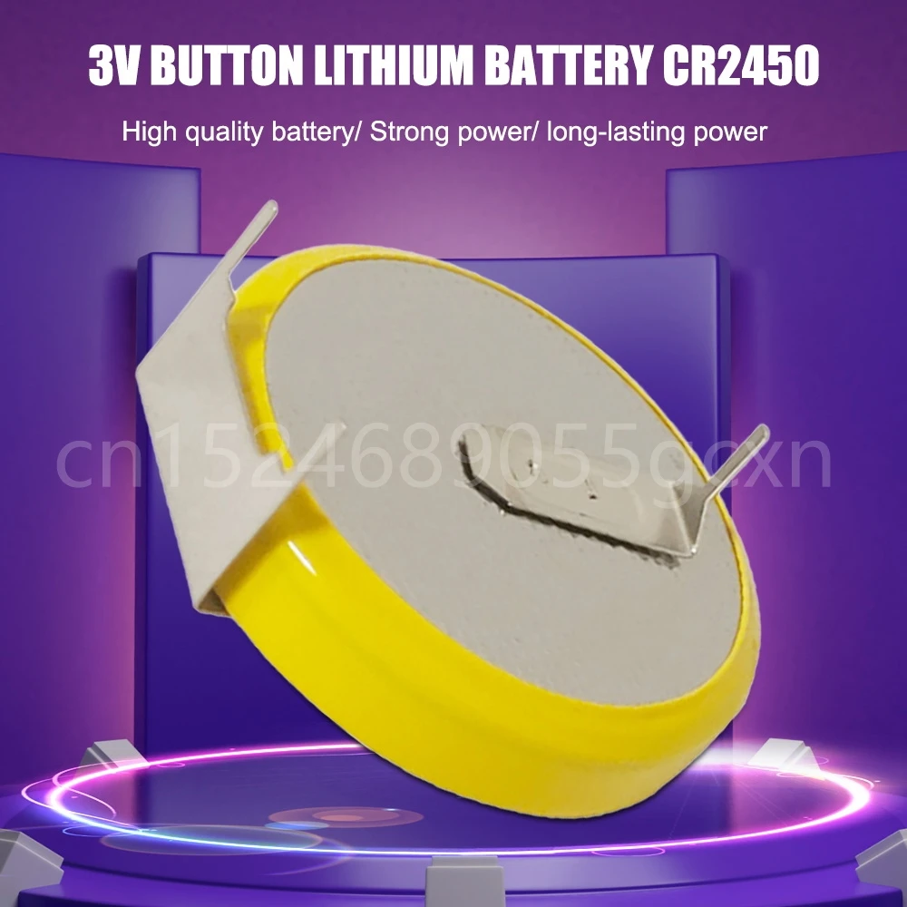 10PCS 550mAh CR2450 3V Button Battery 3-pin Button Cell Batteries with Welding Rice Cooker Batteries 2450 Lithium Cell