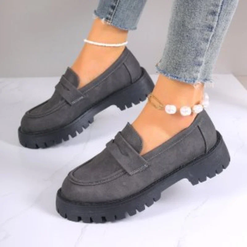 2024 The New Pink Platform Shoes Khaki Casual Thick Bottom Women Loafers Fashion Purple Casual Women Shoes Zapatos De Mujer