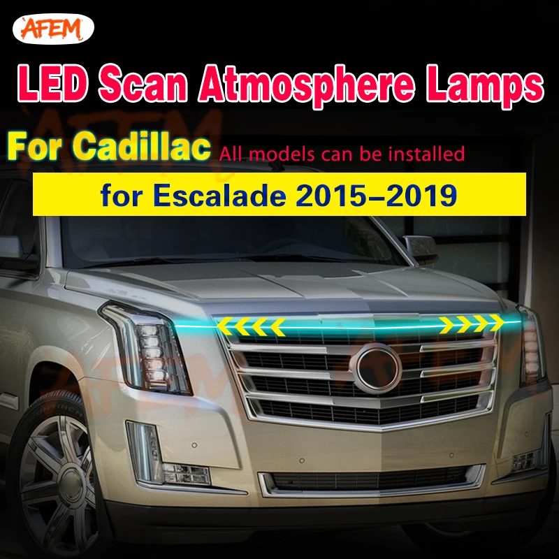 LED Daytime Running Light For Cadillac Escalade 2015-2019 Car Hood Decorative Lights DRL With Start Scan Auto Headlight Strip