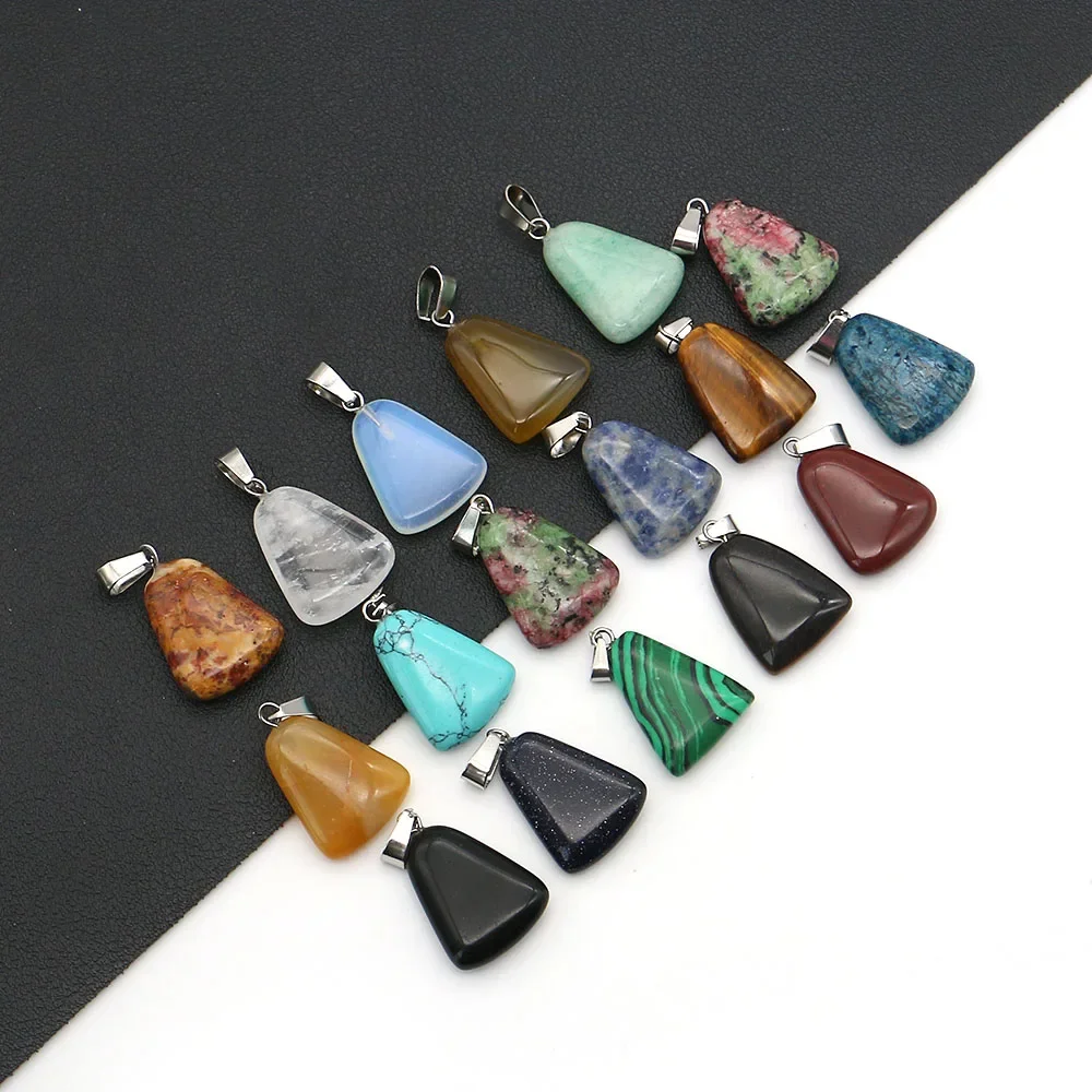 Minimalist Triangular Natural Stone Crystal Tiger's Eye Polished Single-Hole Black Agate Pendant DIY Necklace Jewelry Decoration