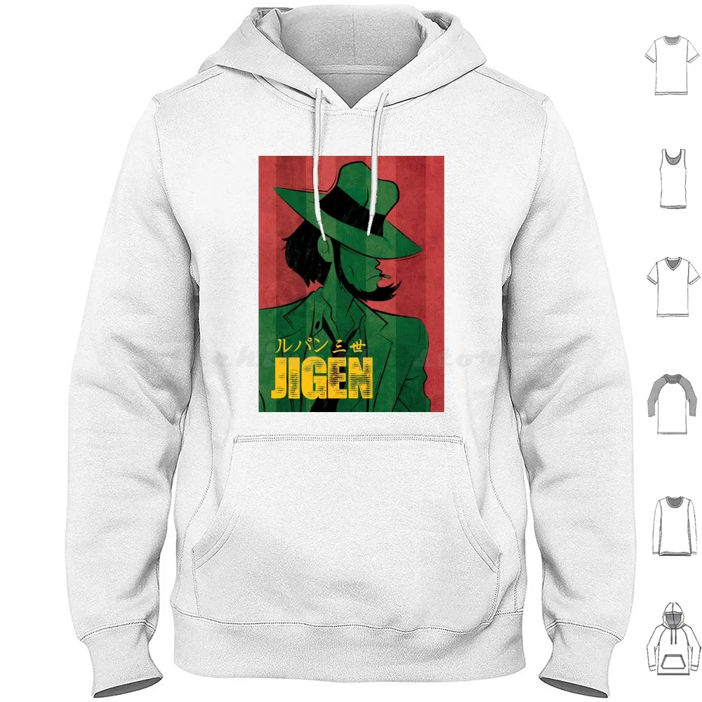 036 Jigen Vintage sudaderas con capucha de manga larga Lupin 3rd Jigen Goemon Anime Vintage Manga Comics Monkey Punch Japón