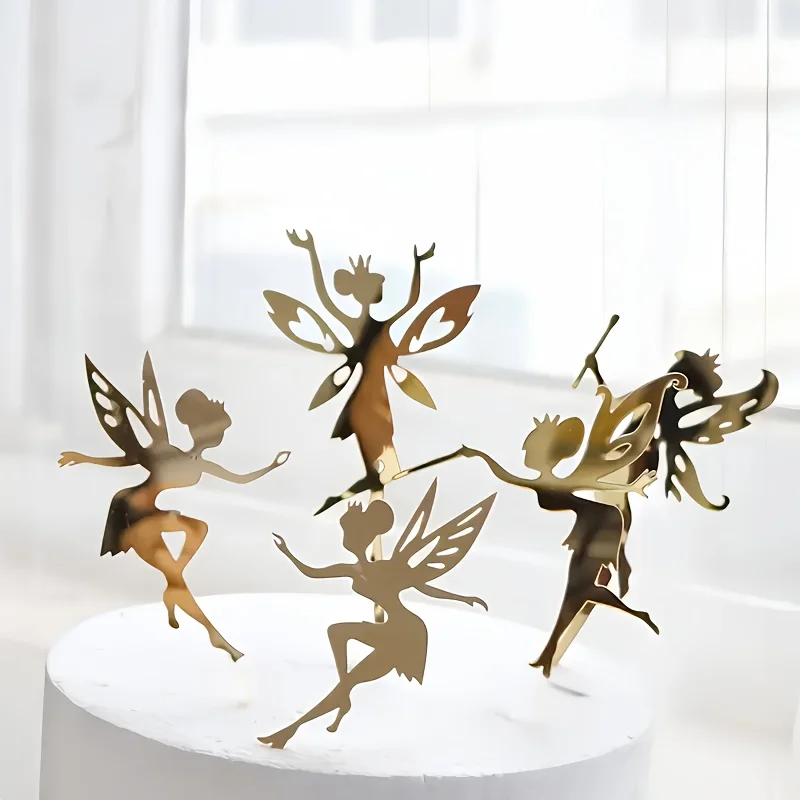 5PCS Enchanted Fairy Cake Toppers Set – Whimsical Princess Acrylic Decoration for Magical Weddings, Dreamy Birthdays & Spring