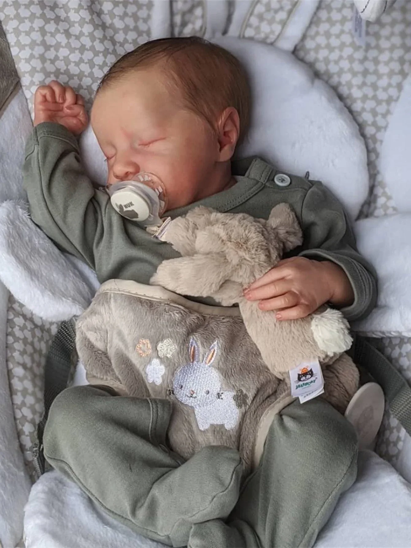 

Risbecko Lifelike 43cm Finished Reborn Doll, Like Real Baby Handmade Art Doll, 3D Painted Skin With Visible Veins Vinyl Limbs