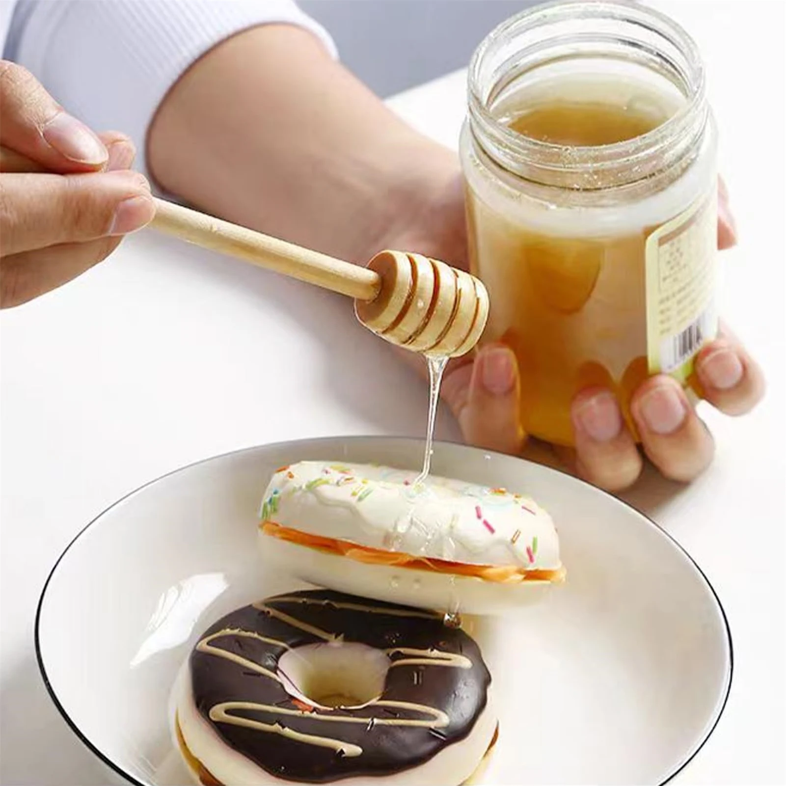 

Honey Stir Bar Mixing Handle Jar Spoon Set Natural Wooden Honey Dipper Wooden Stick Honey Spoons Kitchen Utensils Tools