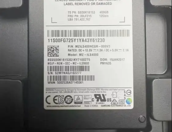 

Для PM1635 MZ-1LS4000 00LF215 SSD0K18153 400GB SSD SAS