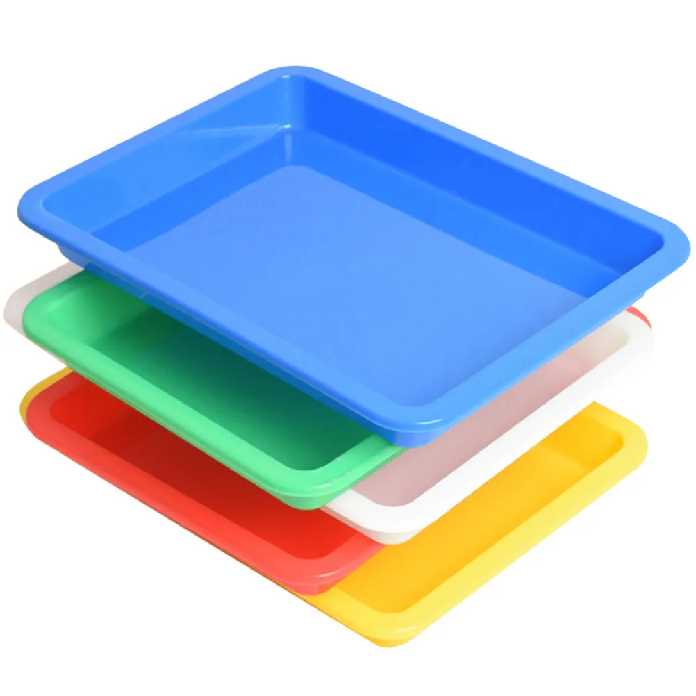 

5Pcs Exquisite Plastic Fruit Tray Thickened Activity Tray for Crafts Painting Color Mixing Beads Puzzles Classroom Storage