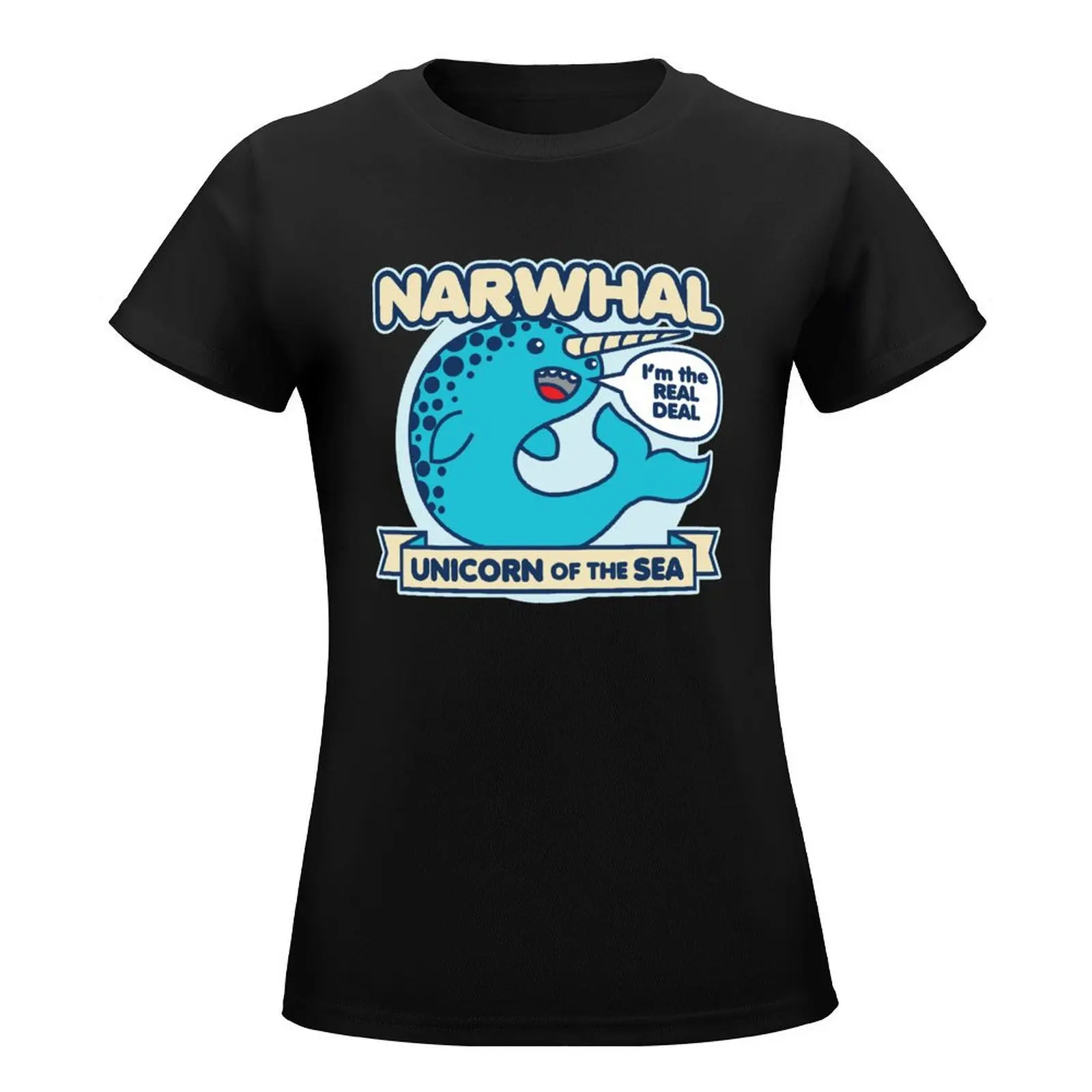 Narwhal T-Shirt tees plus size tops summer blouses woman 2024