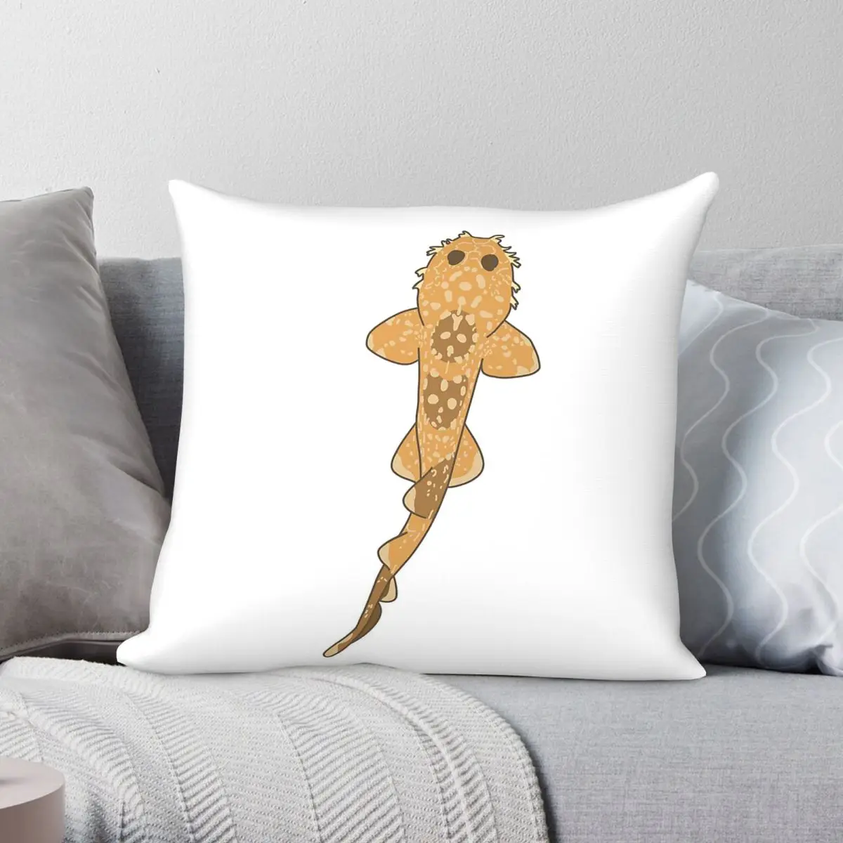 Wobbegong Shark Square Pillowcase Polyester Linen Velvet Creative Zip Decorative Home Cushion Cover 18