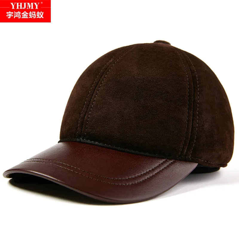 Men and women single leather thin sheepskin baseball cap youth leather in the elderly spring and autumn cap Korean version tide