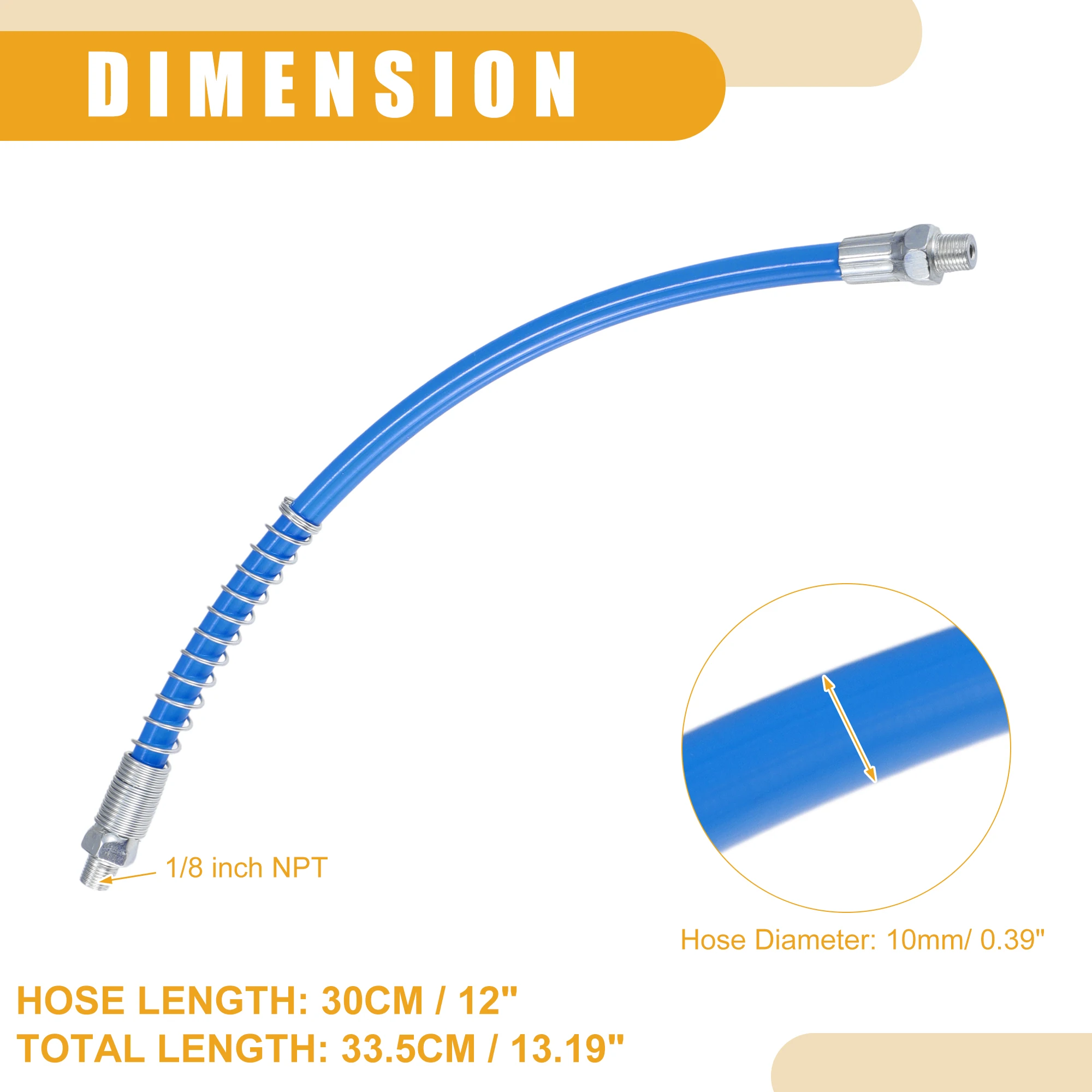 X Autohaux 30/40/50cm-180cm Grease Gun Hose Extension for Hand and Air Powered Grease Guns Connector Trailer Flex Grease Hose