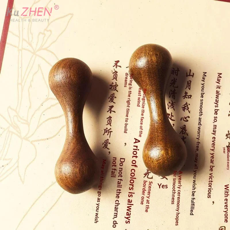 Natural Sandalwood Dual Head Facial Massager Smooth Surface Ergonomic Handle For Daily Acupressure Skincare Relaxation