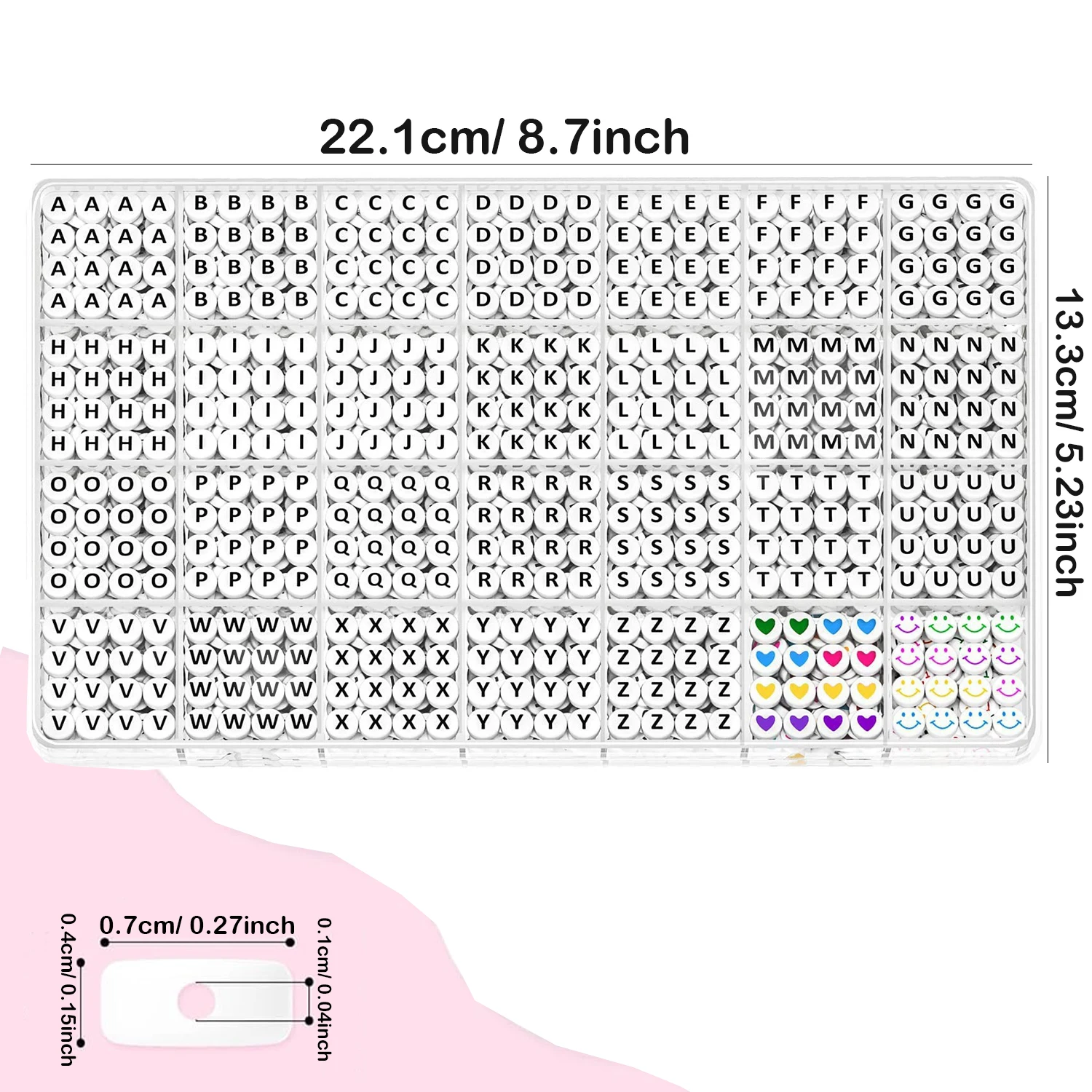 1200 Pieces 28 Grid Alphabet Beads Kit, Handmade Asian DIY Friendship Bracelet Jewelry Making Kit, Including a Roll of Elastic C
