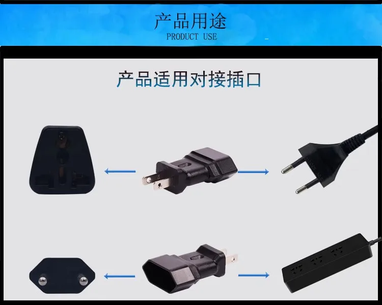 Adaptador de corriente estándar europeo 4.0 de giro de 2 pies planos estándar americano para Alemania, Francia, Portugal, Estados Unidos, Japón
