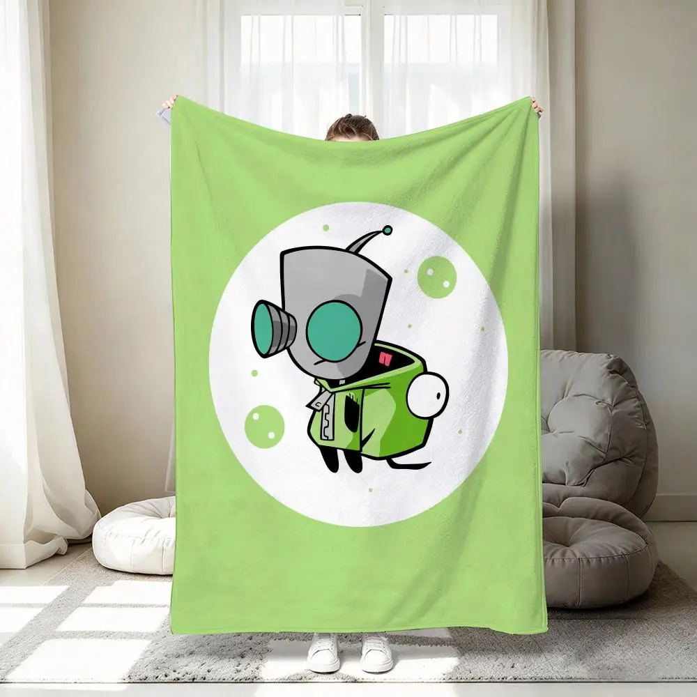 Invader Zim Throw 320g Throw 1pc Flannel Blanket Soft Lightweight Warm Cozy For Bedroom Sofa Bed