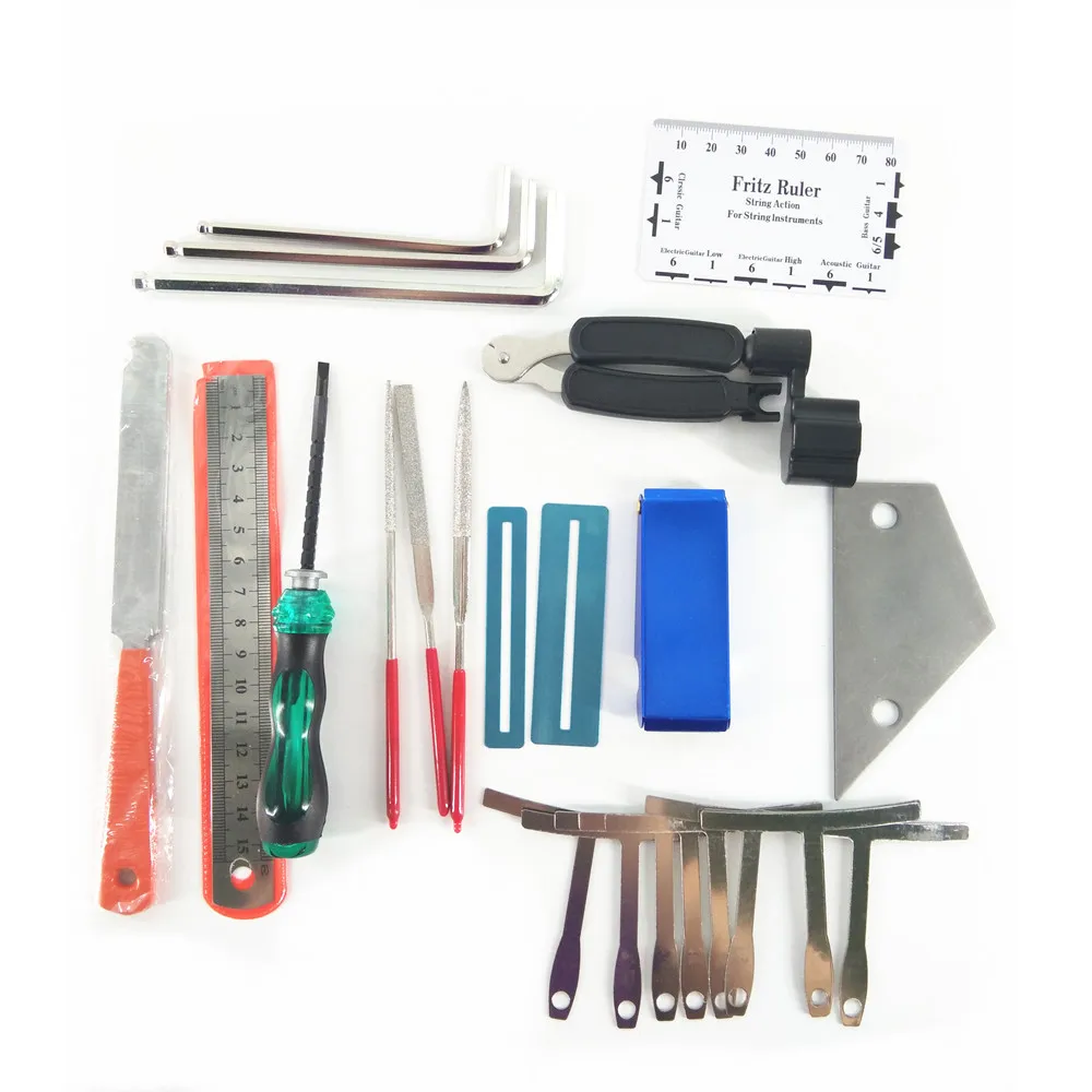 

Guitar Repair Tools Set, Guitar Accessories, Musical Instrument Accessories, File, Measuring Ruler, Gasket, 25 Pcs