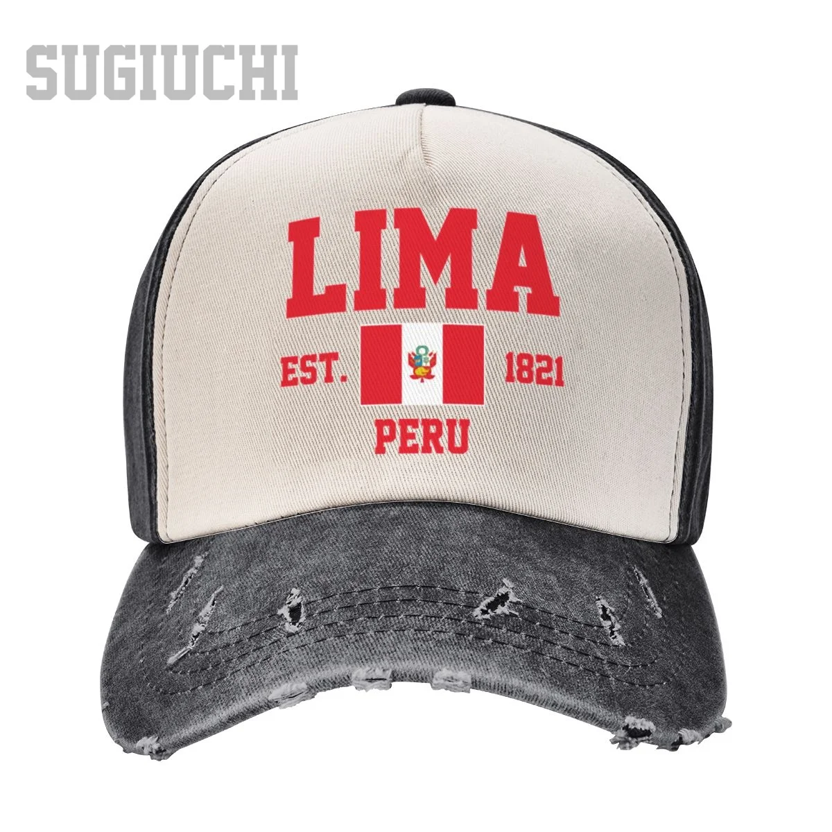 Unisex Baseball Cap Peru EST.1821 Lima Capital Men Women Vintage Hats Washed Cotton Trucker Gift