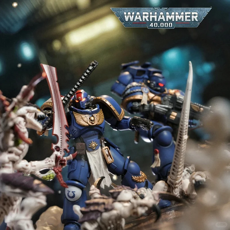 JOYTOY Warhammer 40k الفضاء البحرية 5 بوصة الترامارينز الكابتن تيتوس مفصلية عمل الشكل عالية الوضع أطقم منمذجة المشجعين هدية