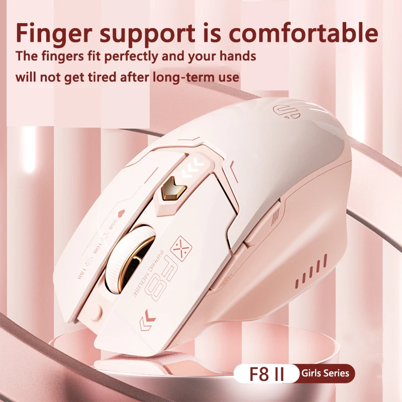 Inphic New F8 II 2.4G ماوس لاسلكي صامت بطارية قابلة للشحن عرض الطاقة ماوس لاسلكي للفتيات #4