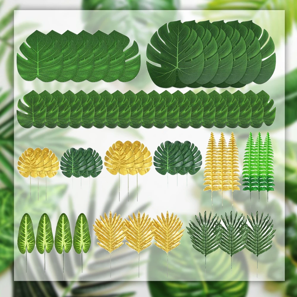 OurWarm 24 Stück Künstliche Palmenblätter – Weich, Groß (35x29 Cm) – Perfekt Für Hawaii-Party, Dschungel-Deko, Hochzeit Oder Tischdeko