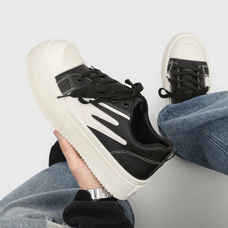 

Trendy Men Platform Canvas Skate Shoes Leisure Thick Bottom Sports Casual Sneakers Mens Height Increase Lace Up Shoes zapatos