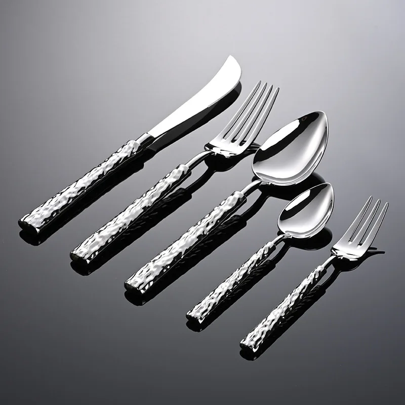 

French 304 Stainless Steel Cutlery Set Forged Tree Pattern Hotel Fork Spoon Knife Table Decoration and Accessories Wedding Gift