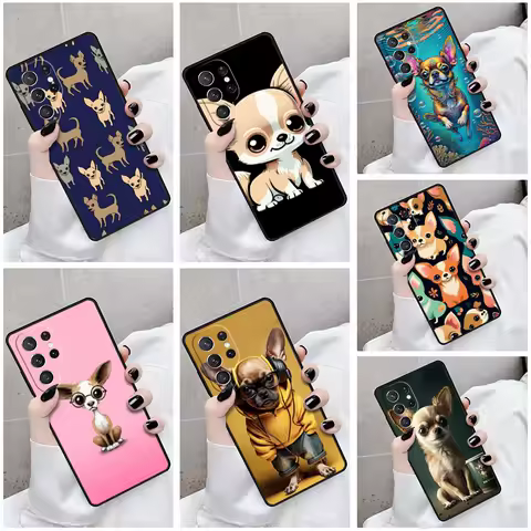 Phone Case For Samsung Galaxy S24 S23 S21fe S22 Ultra Plus Note 10 20 S8 S9 S10 Cover Cartoon Chihuahua Dog