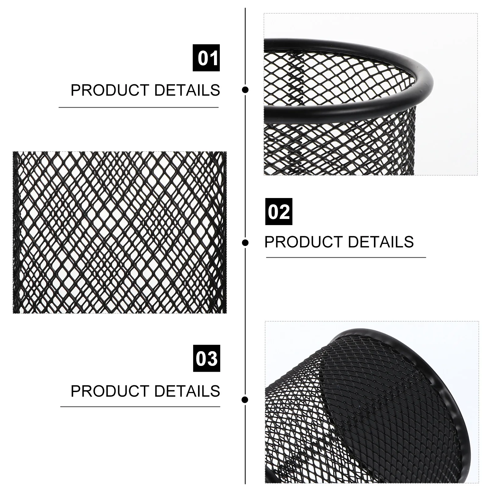 

3pcs Metal Round Iron Mesh Pencil Holder Desktop Organizer For Pens Pencils Erasers Scissors Rulers Cosmetics Stationery