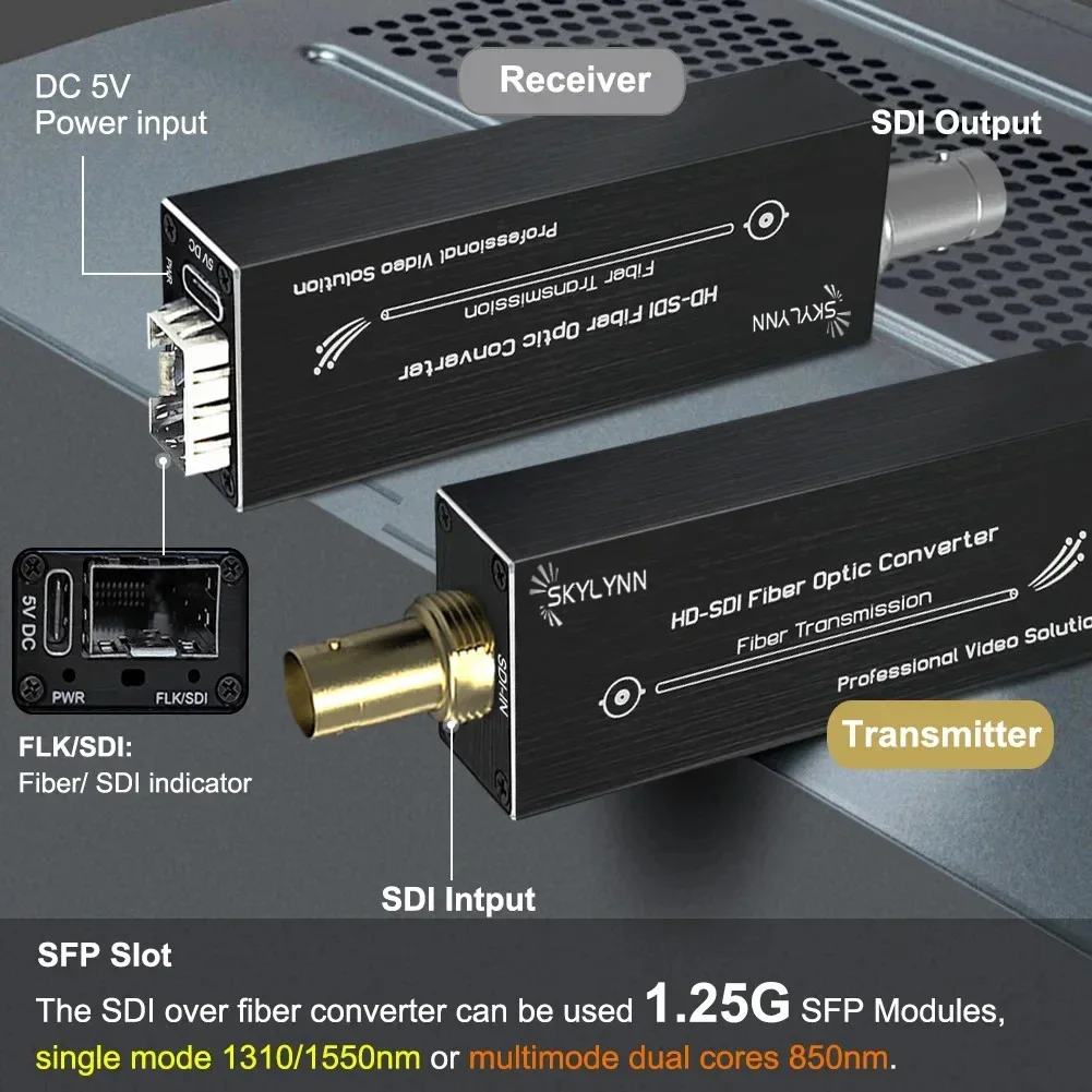 MINI HD-SDI Fiber Extender 1080P&30HZ Over Fiber Converter single mode 20km Compatible with HD-SDI camera systems