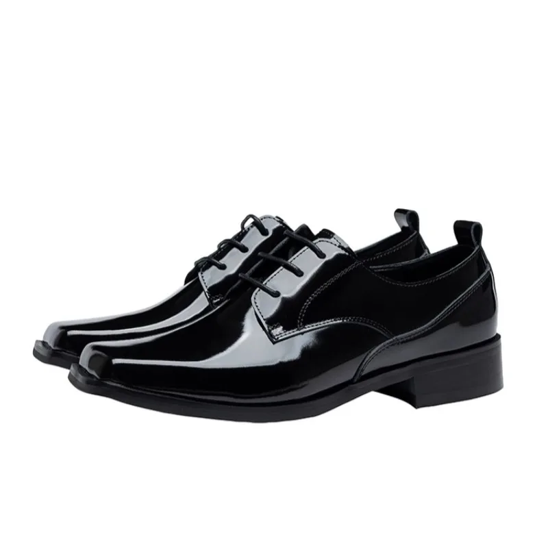 

Дизайнерские высококачественные туфли дерби из натуральной кожи с квадратным носком, мужские дышащие модные офисные оксфорды на толстой подошве, формальные повседневные оксфорды на открытом воздухе