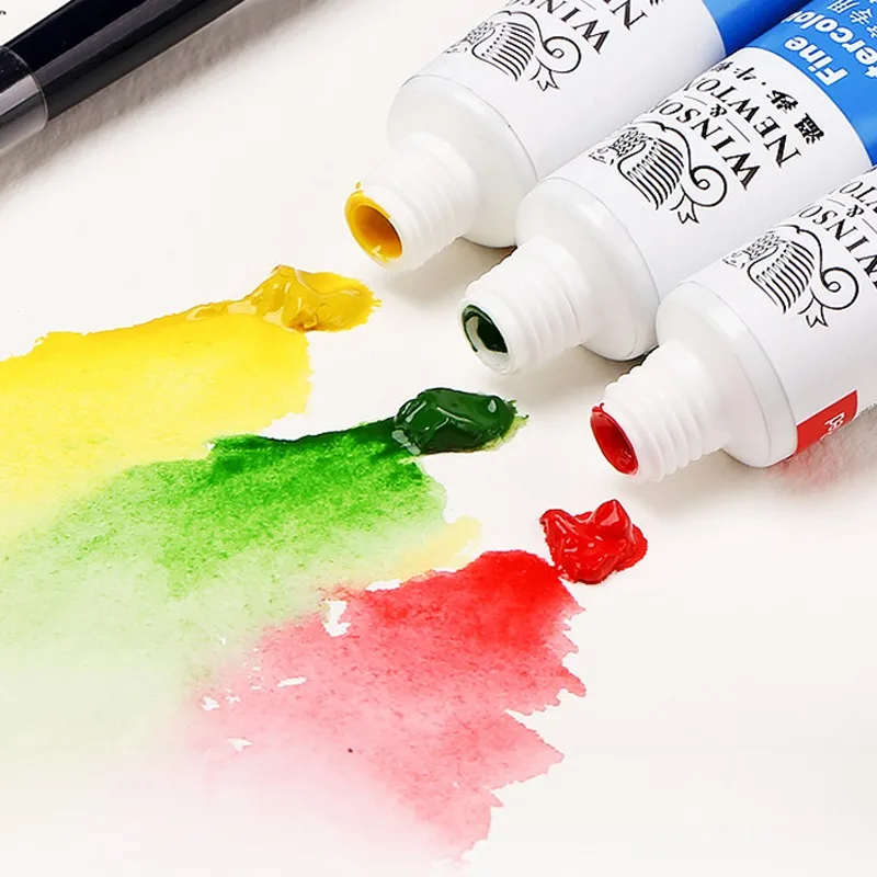 Zestaw farb akwarelowych WINSOR & NEWTON 10 ml tubularny 12/18/24/36 kolorów żywy, odporny na światło kolor przezroczysty, delikatny, gładki lakier