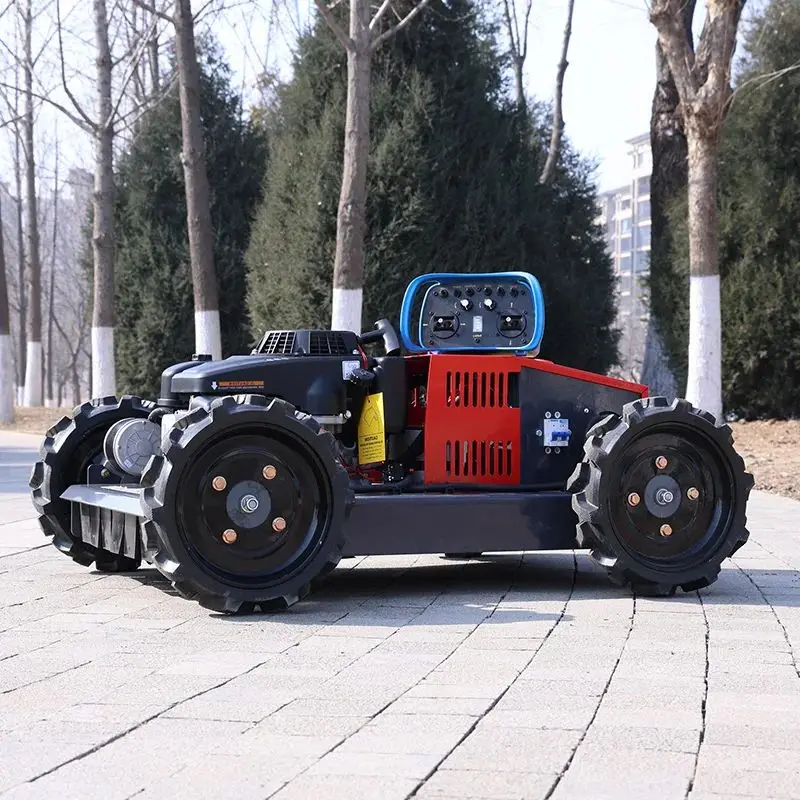 Customized four-wheel wheeled lawn mowing equipment, all terrain remote control climbing weed trimmer
