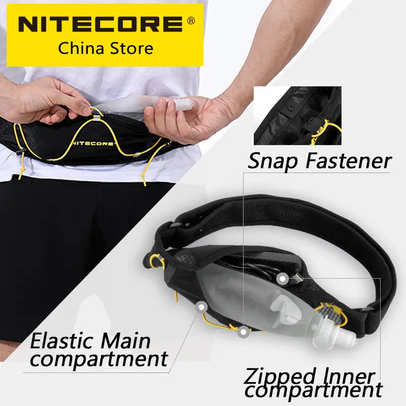 NITECORE Running Waist Bag BLT10 Travel Sports waist Belt with Soft Flask Outdoor Camping Cycling Trekking Pockets for Women Men