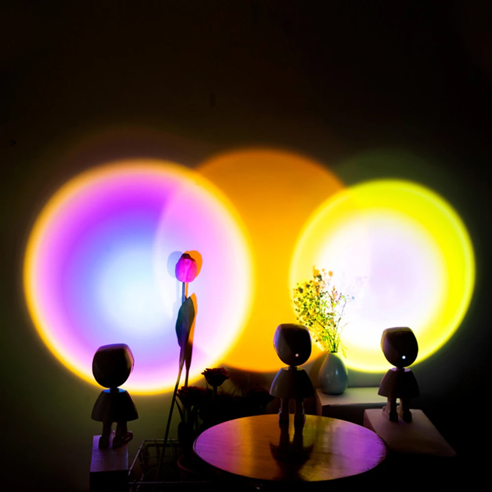 Sunset Projector Light Selfie Light Robot Rainbow Atmosphere Led Night Light USB Desk Lamp For Bedroom Wall Decoration Lighting