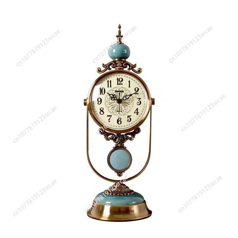 Vintage seat clock living room European household desktop pendulum desk clock sitting clock pendulum piece