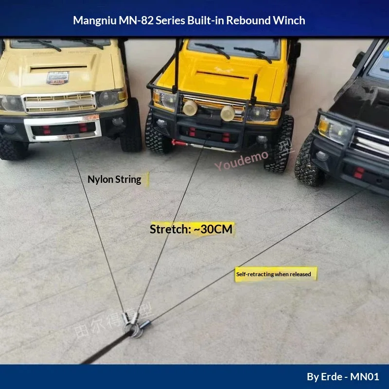 Mn Model Rc Winch Simulated Device 3D Printed Auto Retract Pull Rope For MN 82 82S 82T Rc Crawler Car